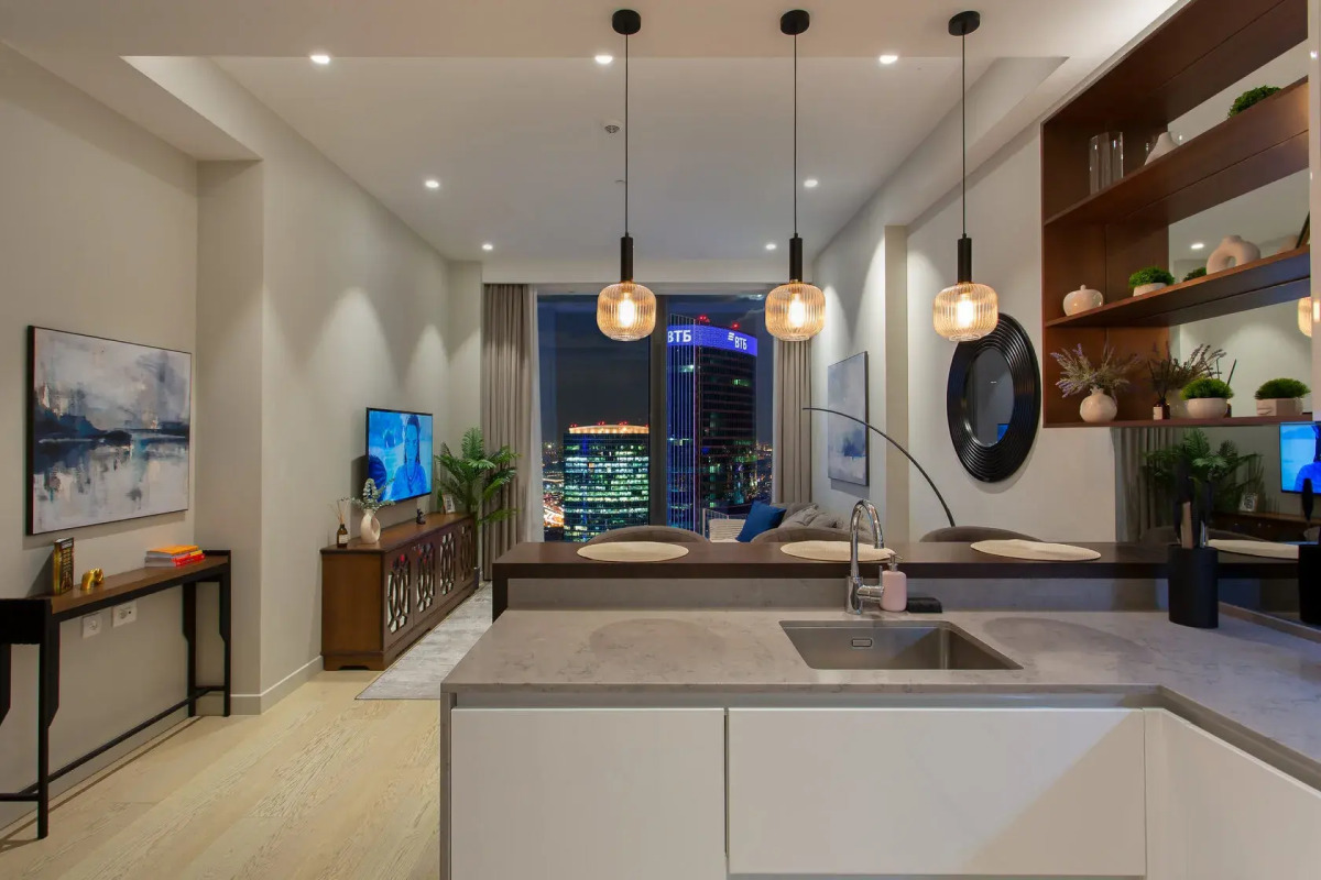 Апартаменты Sky City Moscow 62 этаж! Вид на Башни, Лужники, Парк победы и город! Очень уютный!