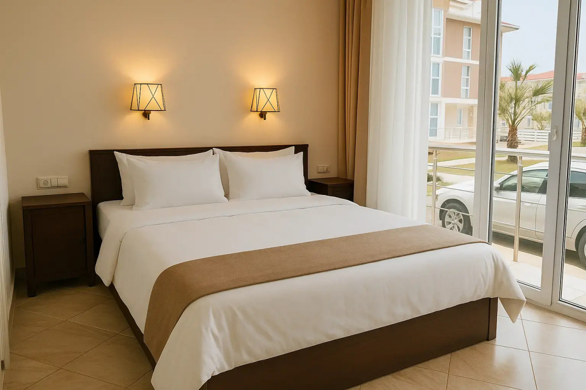 Квартира для 4х гостей в минуте от моря с оборудованной кухонной зоной и просторным душем