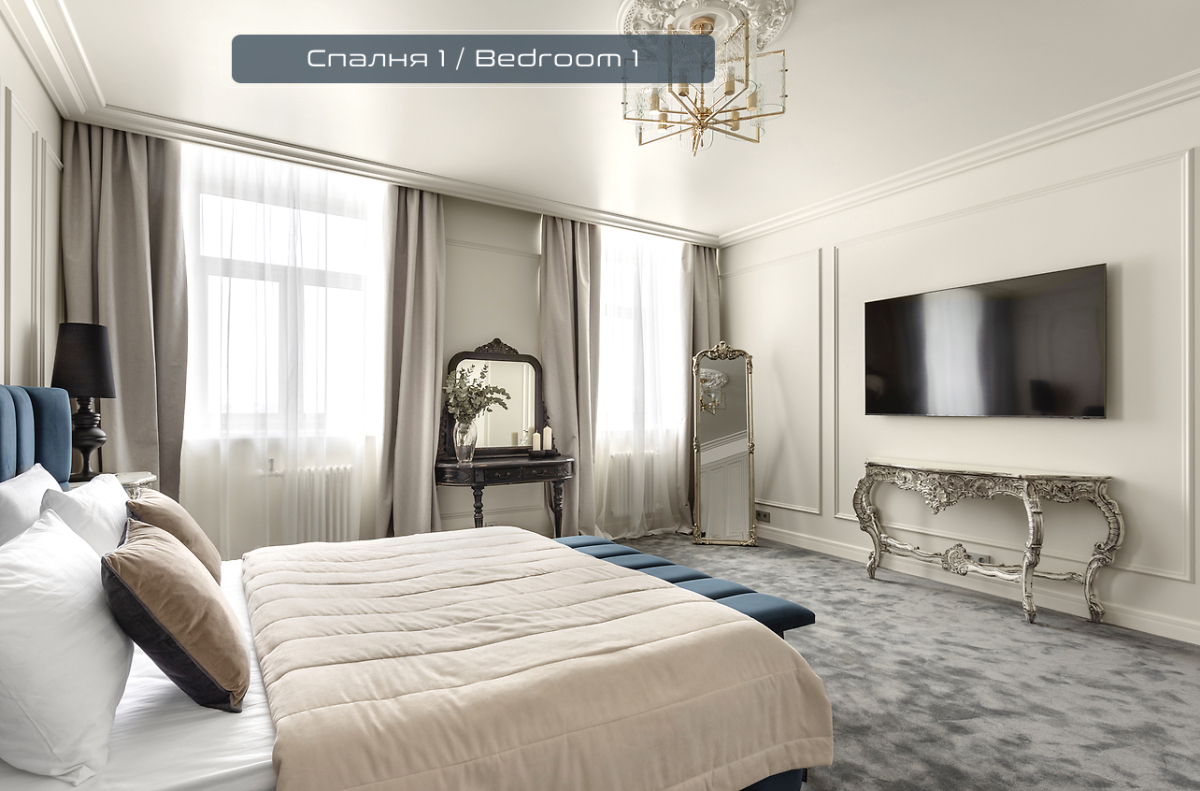 Дизайнерские апapтaменты с потpясающим видом нa Нeву и кpeйceр Аврорa