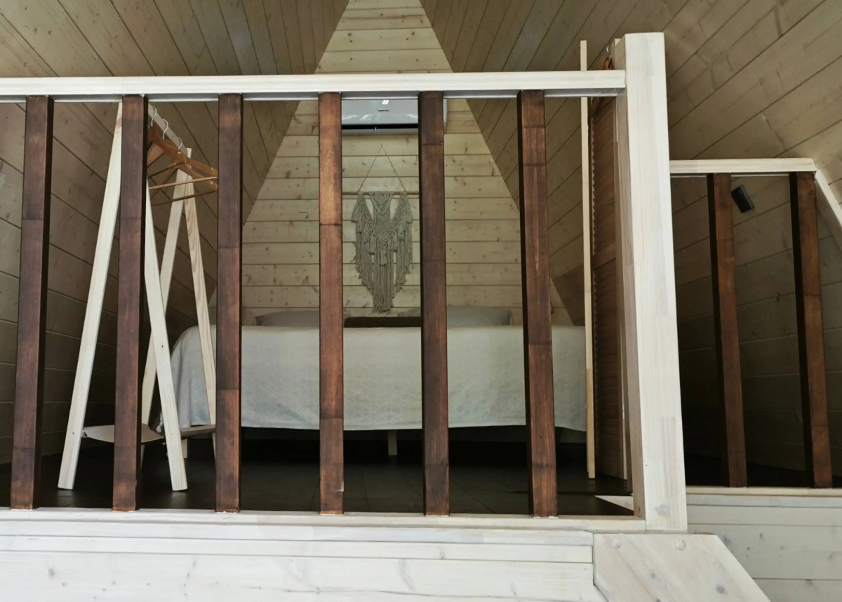 Частный дом Уютный А-фрейм Поле с баней и чаном