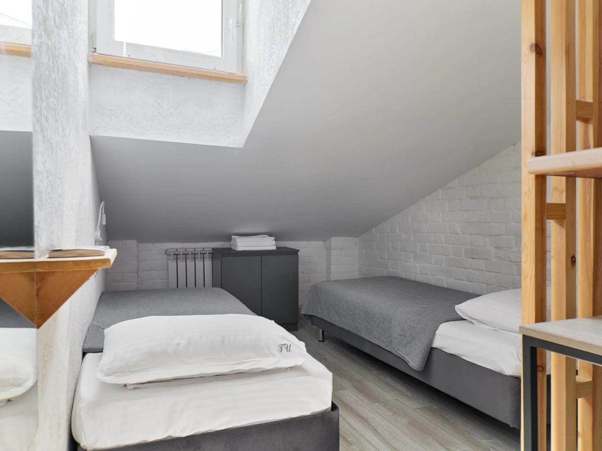 Меблированные Комнаты Rush in Aparts в Центре Мансардный Номер с Двуспальной Кроватью и Удобной Общей Кухней Рядом Улица Баумана