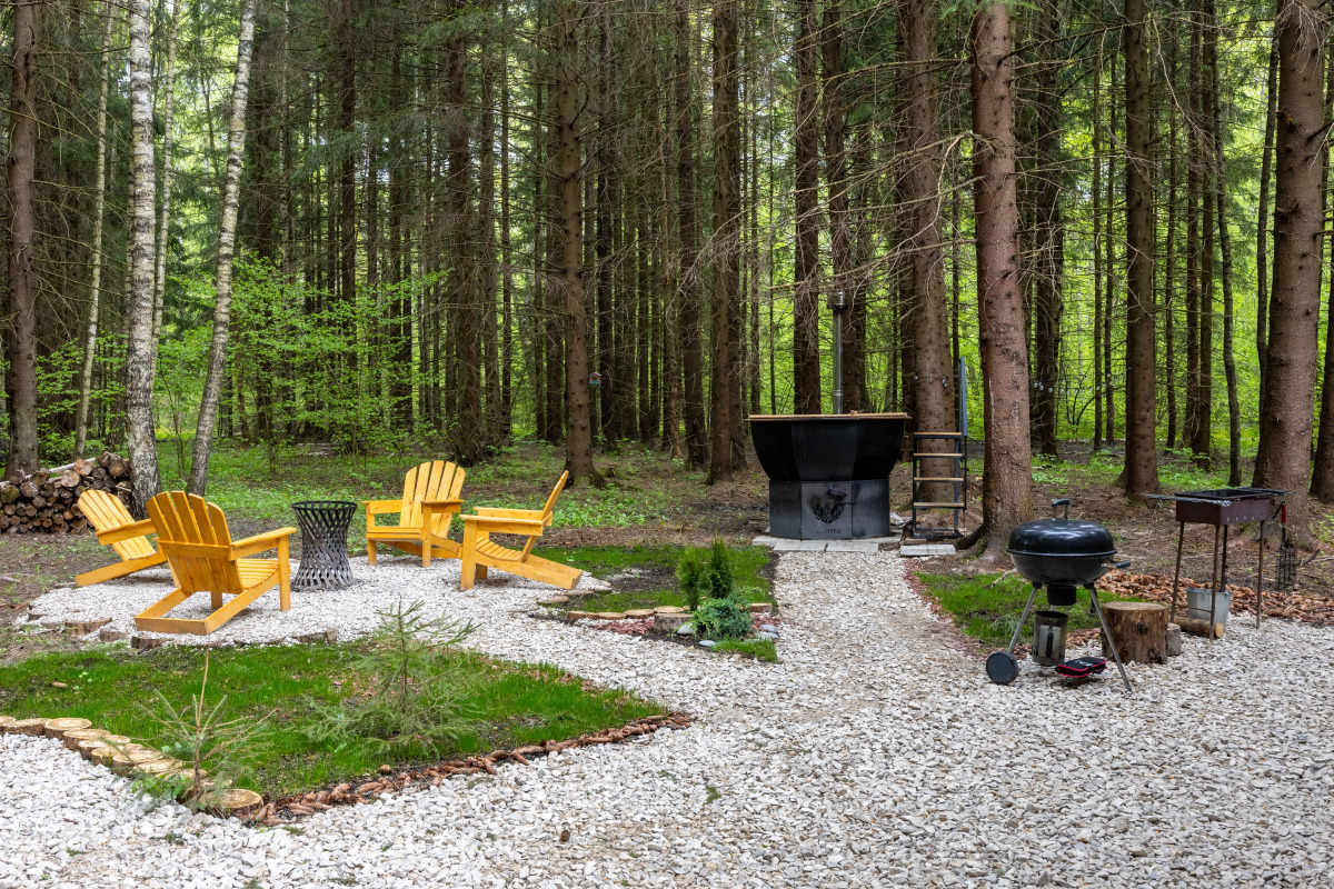 Частный дом в еловом лесу