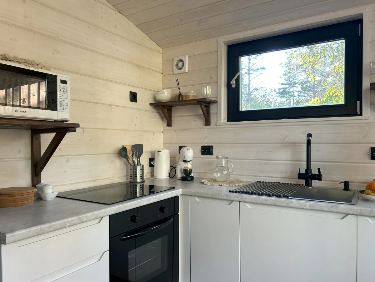 Частный дом у озера с террасой Сосновый дом