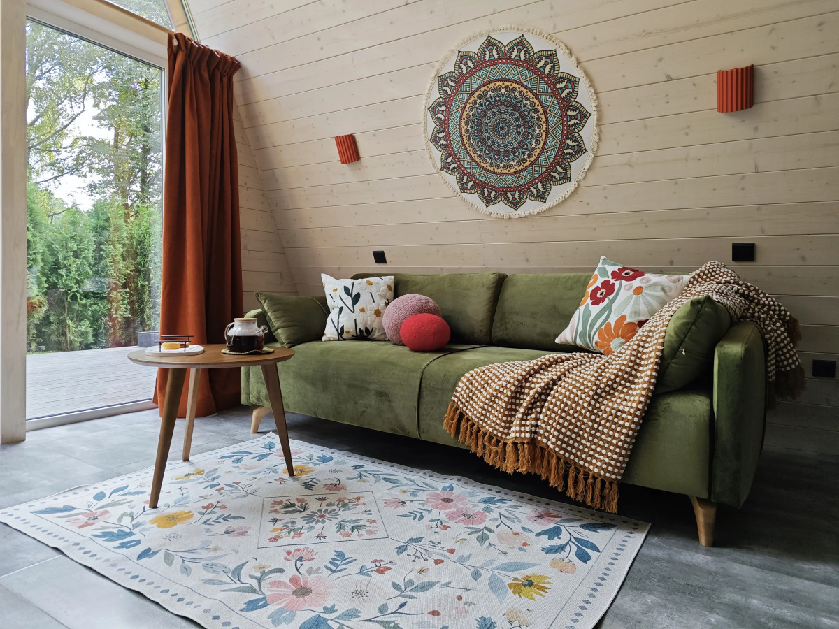 Частный дом Увеличенный А-фрейм Сад с баней и чаном