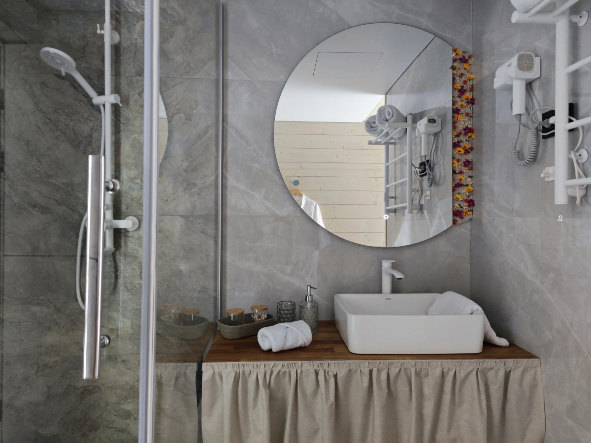 Частный дом Увеличенный А-фрейм Сад с баней и чаном