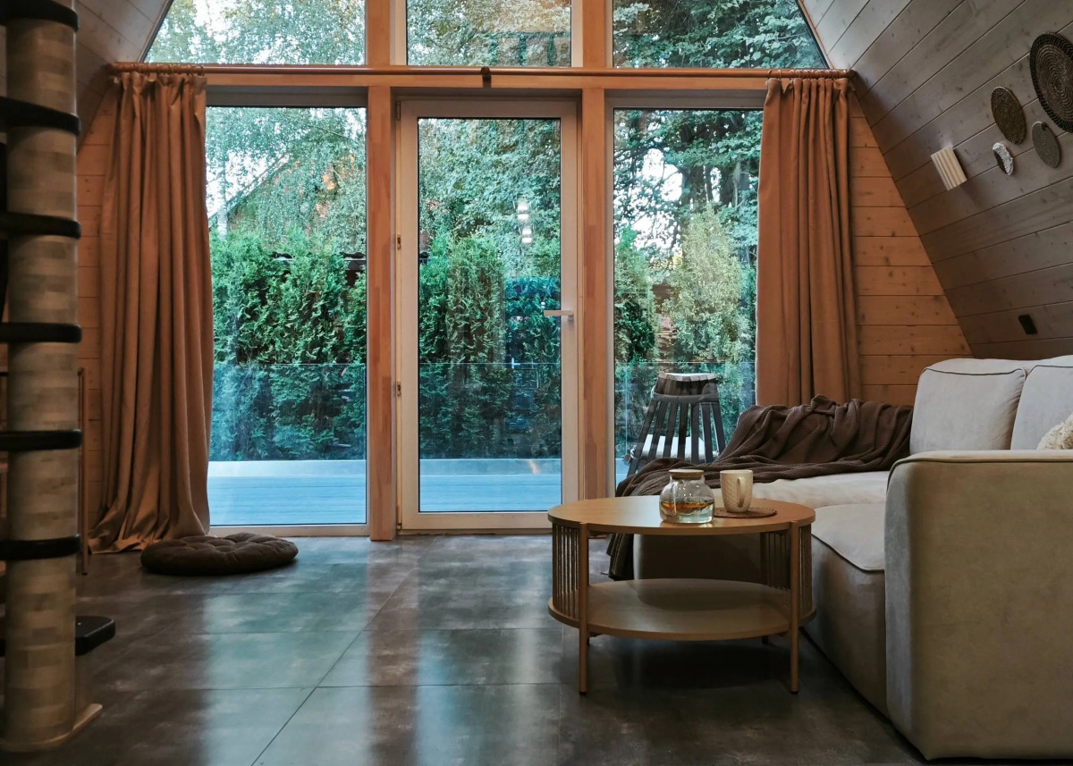 Частный дом Уютный А-фрейм Поле с баней и чаном