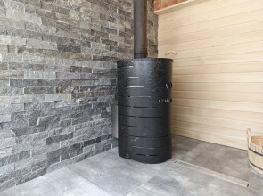 Частный дом Увеличенный А-фрейм Сад с баней и чаном